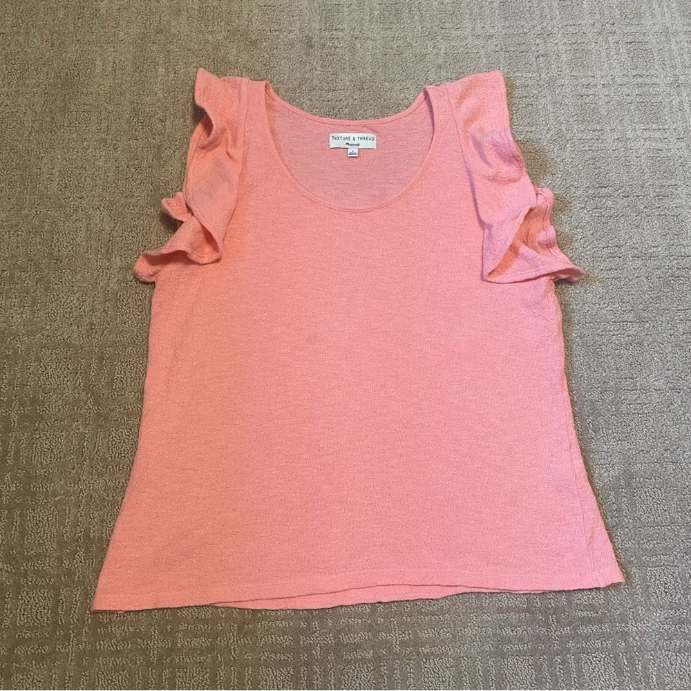 {Madewell | Texture & Thread} Ruffle-Sleeve Tank Top ~ Size Small - Picture 5 of 16